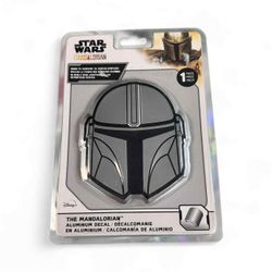 Chroma The Mandalorian Helmet Aluminum Car Decal Silver 4 x 3.5 Inches 41721