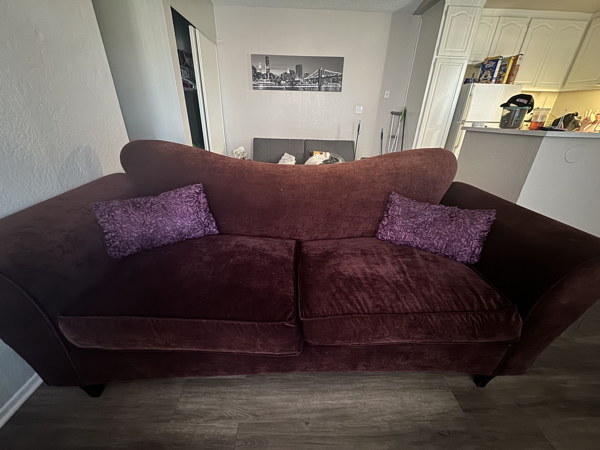 red velvet couch - taking best offer need gone asap