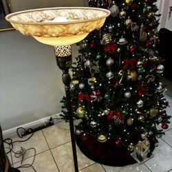 1920’s Art Nouvean Torch Brass & Marble Floor Lamp