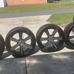 24” Low Profile Tires with Noir Rims And Hubs