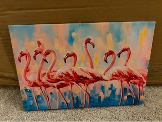 Pink Flamingo Canvas Wall Art – Tropical Coastal Decor – Ready to Hang