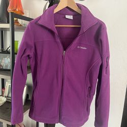 Columbia Purple full zip Fleece Jacket with sleeve pocket Size L