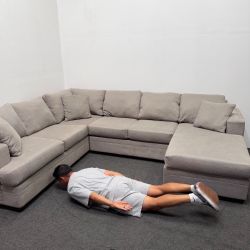 Bonaterra 127" Dove Grey Fabric U-Shaped Sectional | Right Arm Facing Chaise