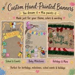 Custom Hand-Painted Party Banner | Personalized Event Sign | Birthday, Baby Shower, Holiday & Celebration Decor