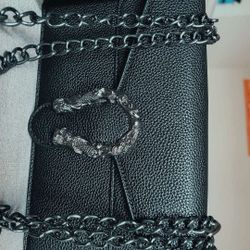 Black Leather Chain Bag