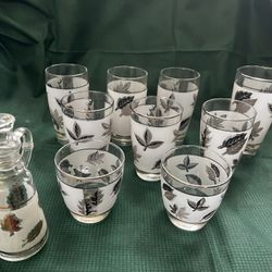 Libbey’s Assorted Frosted Glasses Silver Embossing