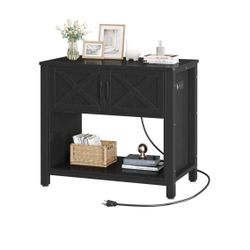 YITAHOME Console Table Sofa Table with Power Outlets, Farmhouse Entryway Table for Living Room, Foyer Table with 2 Storage Cabinets, Buffet Sideboard 