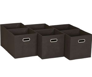 13”x13”x13” Brown Cloth Storage Bins With Metal Handles