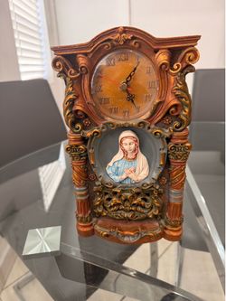 Vintage  Angelus Domini Call To Prayer Catholic Desk Clock Battery Operated