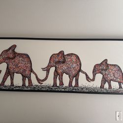 Large Framed Elephant Artwork 72” x 27”