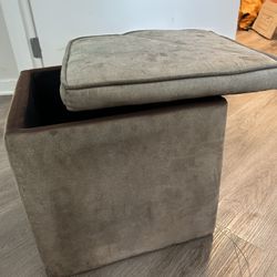 Free Storage Ottoman with Lid – Brown Suede-Like Fabric