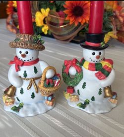 Party Lite Snowman Candle Holders
