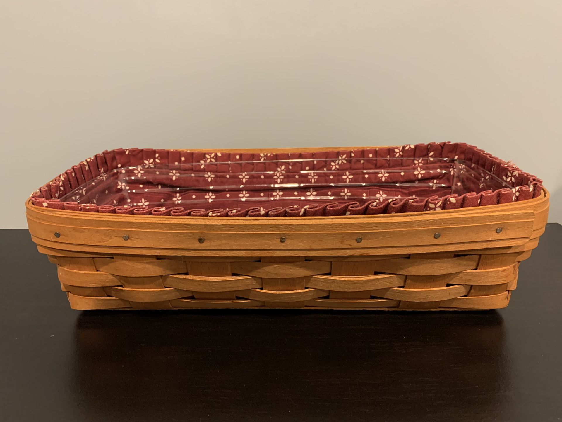 Longaberger Bread Basket 1993 with Fabric Liner and Protective Plastic Insert