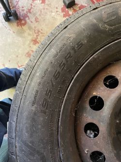 Set of 4 cooper tires 195/65r15 on steel rims