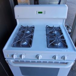 White GE 30" Wide Apartment Size Gas Stove 