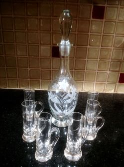 Vintage Crystal Liquor Decanter Set
