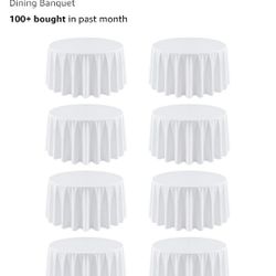 Round White Tablecloth 