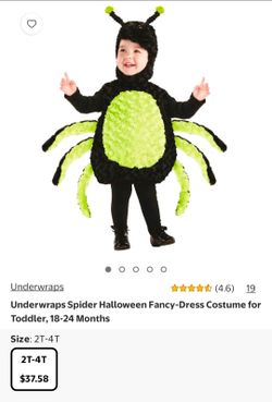 Underwraps Spider Costume size Large (2t-4t)