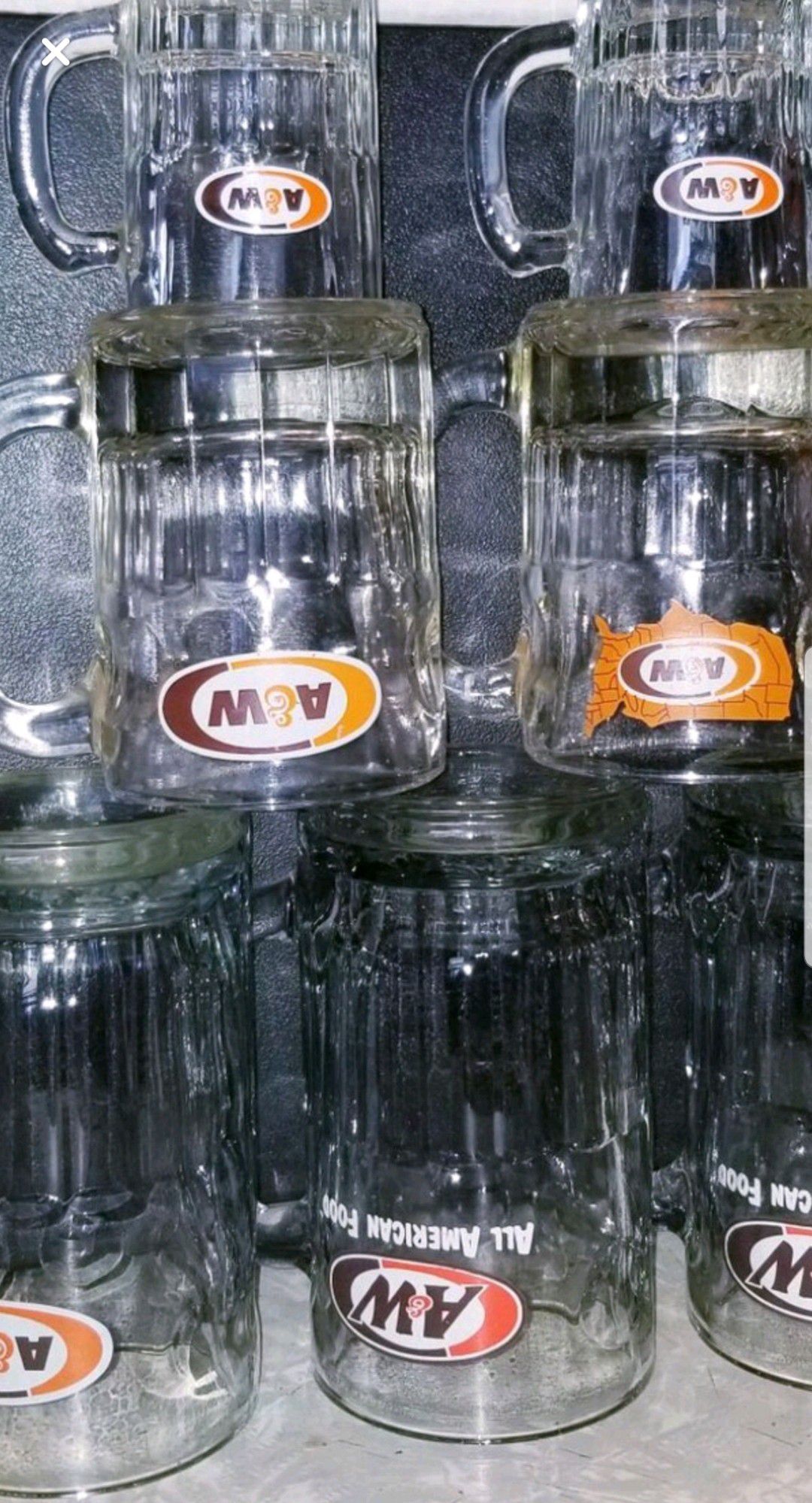 Collection of 7 A&W cups of different sizes