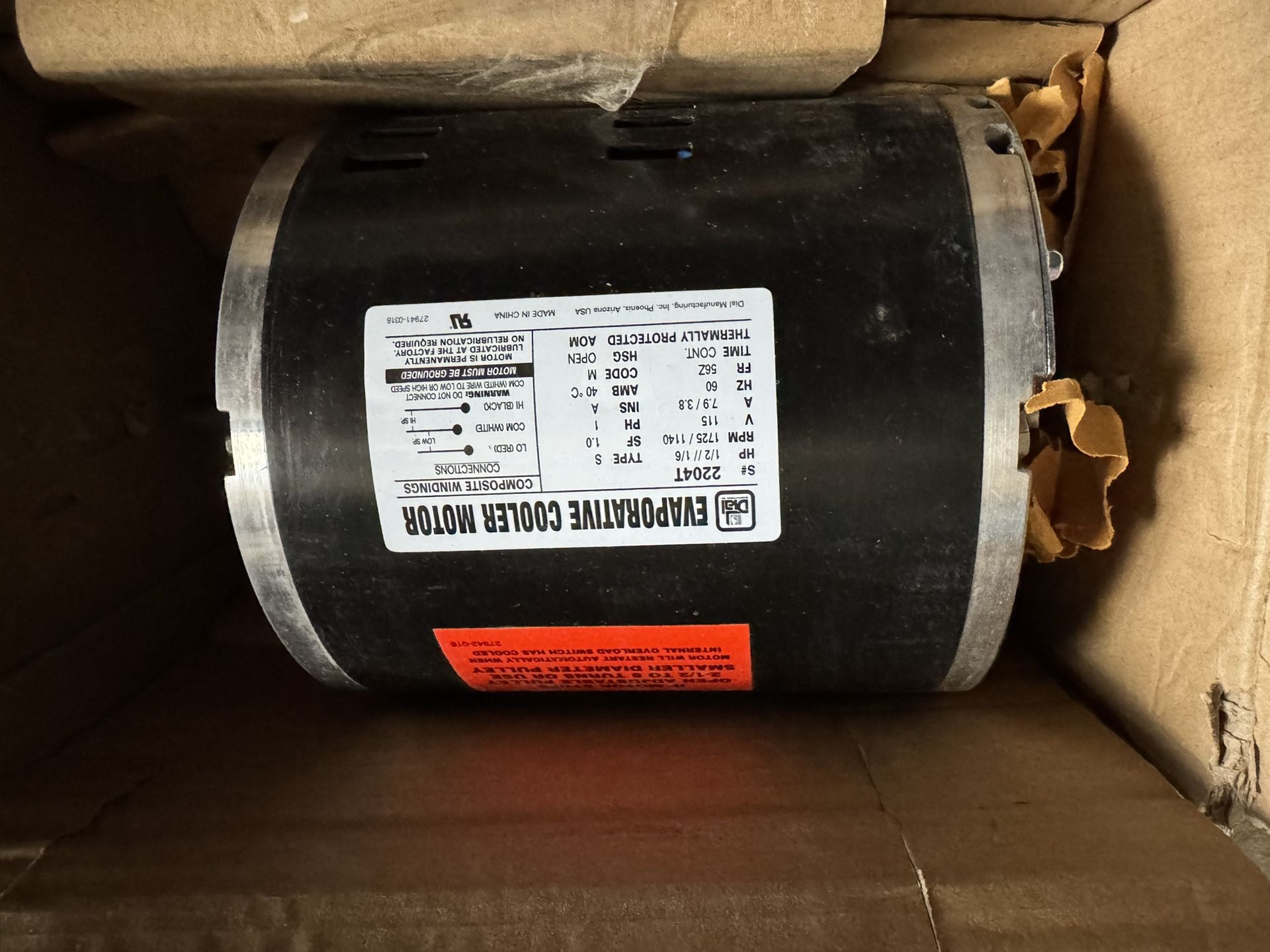 Dial 2-Speed 1/2 HP 115- Volt Permanently Lubricated Evaporative Cooler Motor