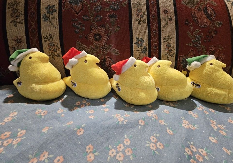 NEW CHRISTMAS LOT OF 5 YELLOW PEEPS PLUSH ANIMAL TOYS