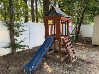 Wooden Backyard Swing Set with Slide