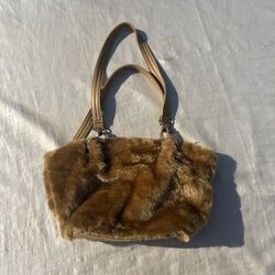 Y2K Brown Faux Fur Shoulder Bag 