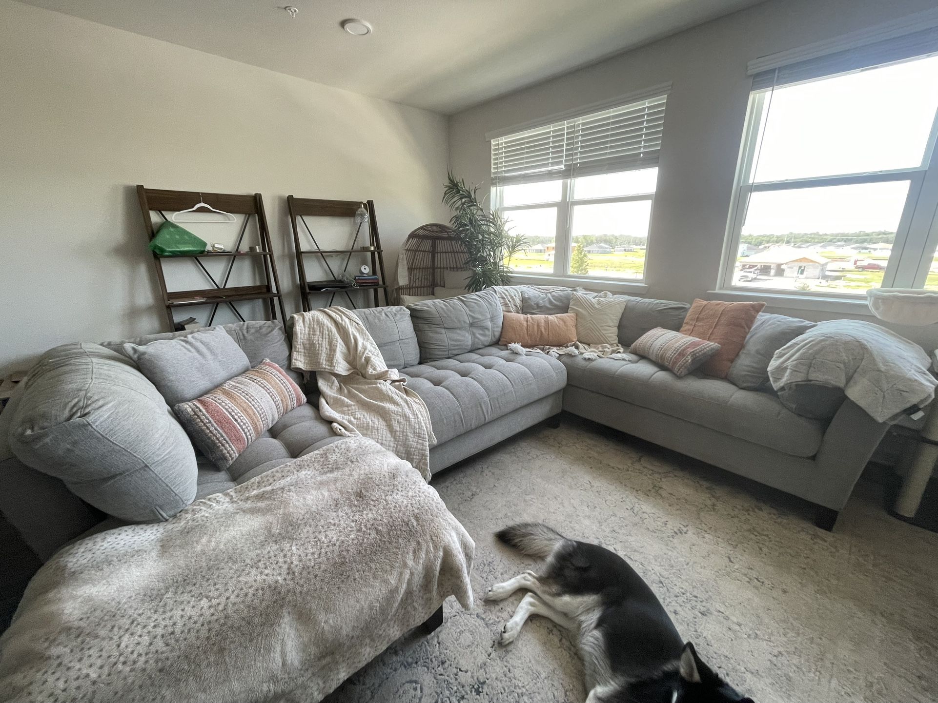 Used Large Grey Sectional With Minor Tear (please See Photos)