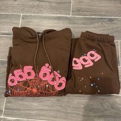 Brown Spider Tracksuit (Hoodie + Pants Set) – Size [medium]