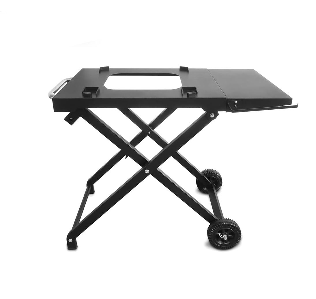 BSARTE METAL Collapsible Grill Stand Fits Ninja Outdoor XSKSTAND for Woodfire OG701 OG751 (OG700 Series) Grills with Side Shelf, Tissue Holder