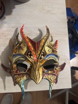 Venetian-style horned dragon masquerade mask