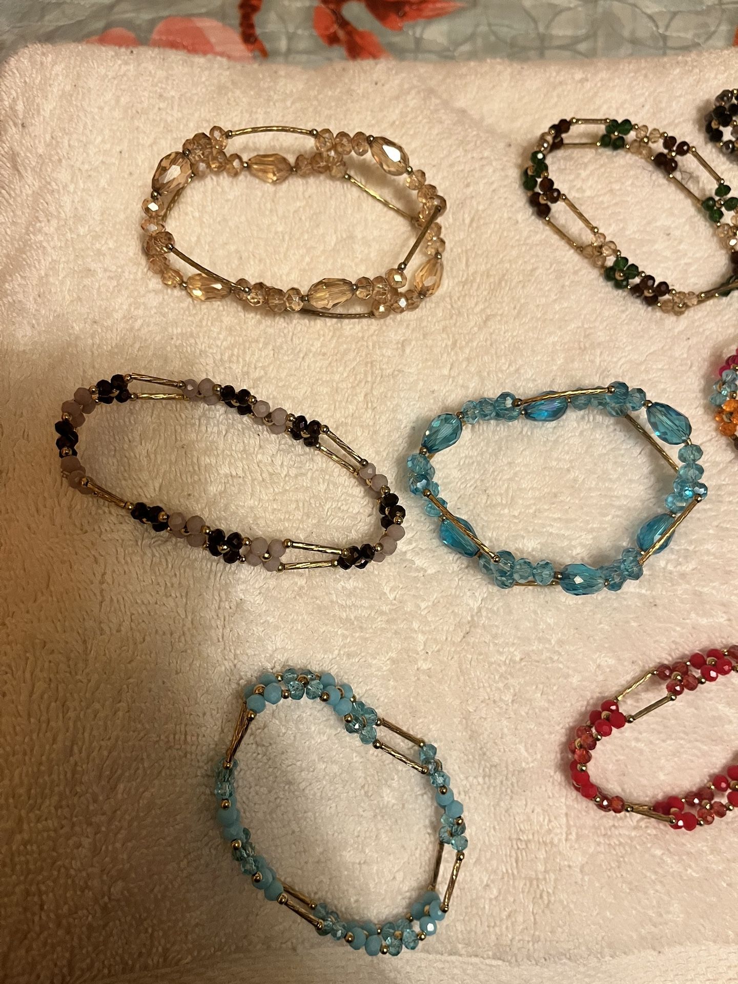 Beaded Bracelets With Gold Pieces In Them 