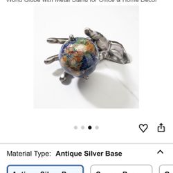 KALIFANO Gemstone Globe in Hand with Vibrant Polished Lapis Ocean and Mosaic Crystal Continents - World Globe with Metal Stand for Office & Home Décor