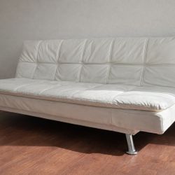 White Faux Leather Sofa Bed – Modern & Clean