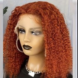 Ginger Human Hair Curly Lace Front