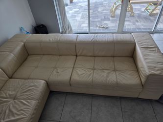 Cream full Italian Leather Sectional  1000 or Best offer.