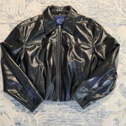 Black Leather Jacket With A Collar 