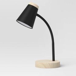 Excellent Condition! Task / Desk Lamp With Wood (includes Led Light Bulb) Black 