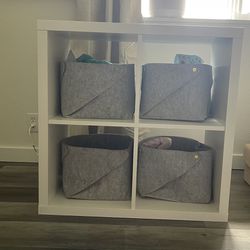 Storage Shelf With Grey Baskets