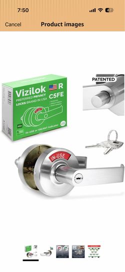 New VIZILOK ADA Compliant, Single Egress Indicator Privacy Lock with Keys, C5FE-R Durable ANSI Grade 2 Comp Commercial RightHanded Non Reversible in-U
