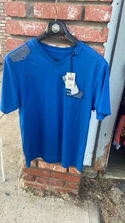 Vigo Blue V-Neck T-Shirt with Embellishments