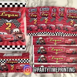 Disney Cars Birthday Party Theme Chip Bags Water Labels Stickers