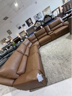 Genuine Leather Reclining Sectional
