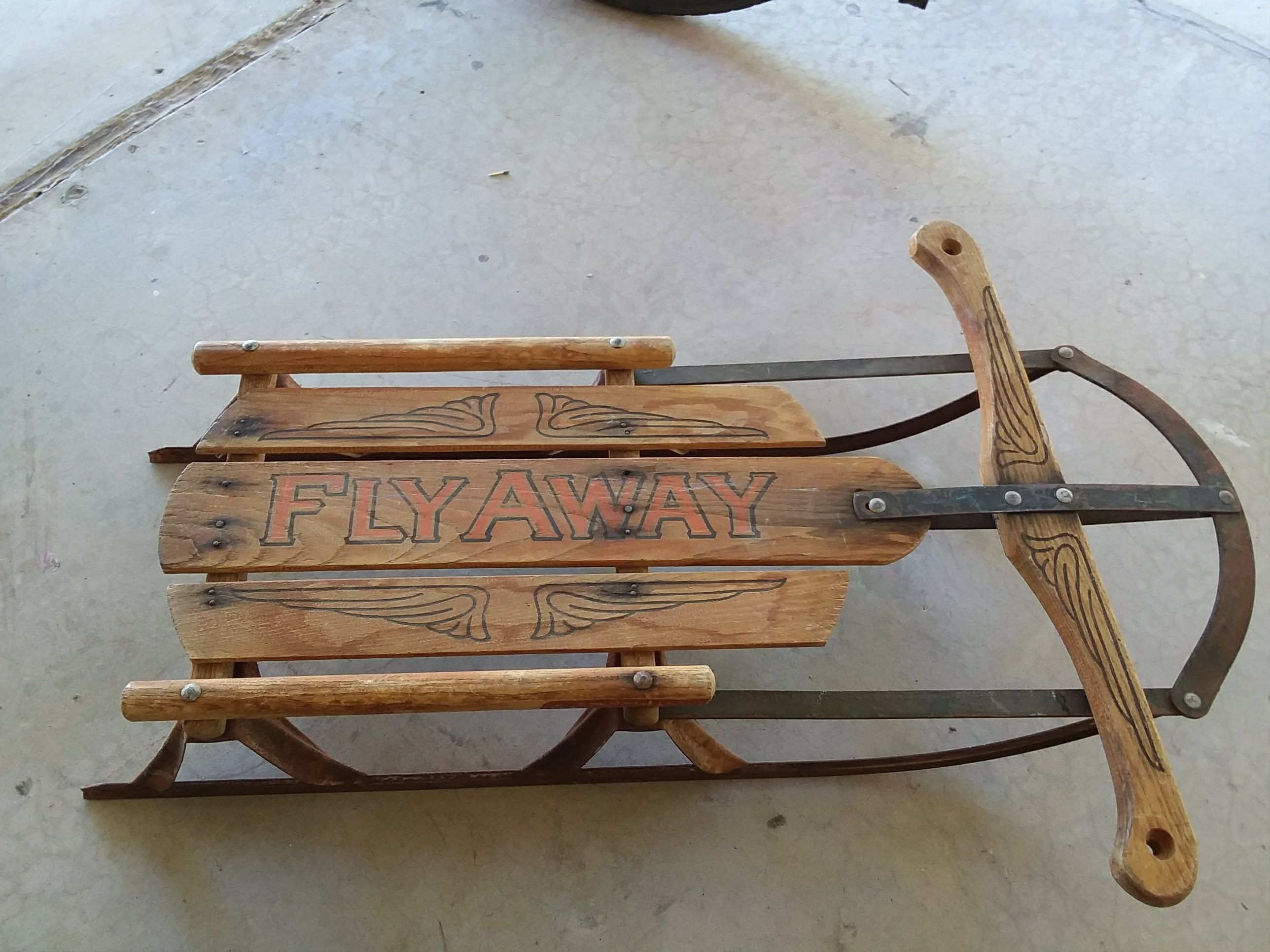 Antique Vintage Radio Flyer Sled.
