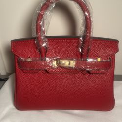 Red Leather K-25 Handbag 