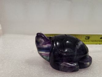 Gorgeous Deep Purple Fluorite Sea Turtle Carving!
