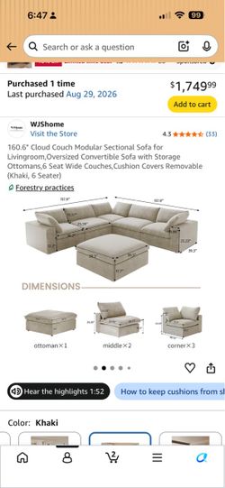 Brand New Cloud Sectional Sofa