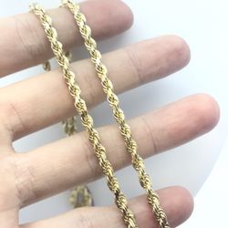 Gold Chain Rope 10K Solid 