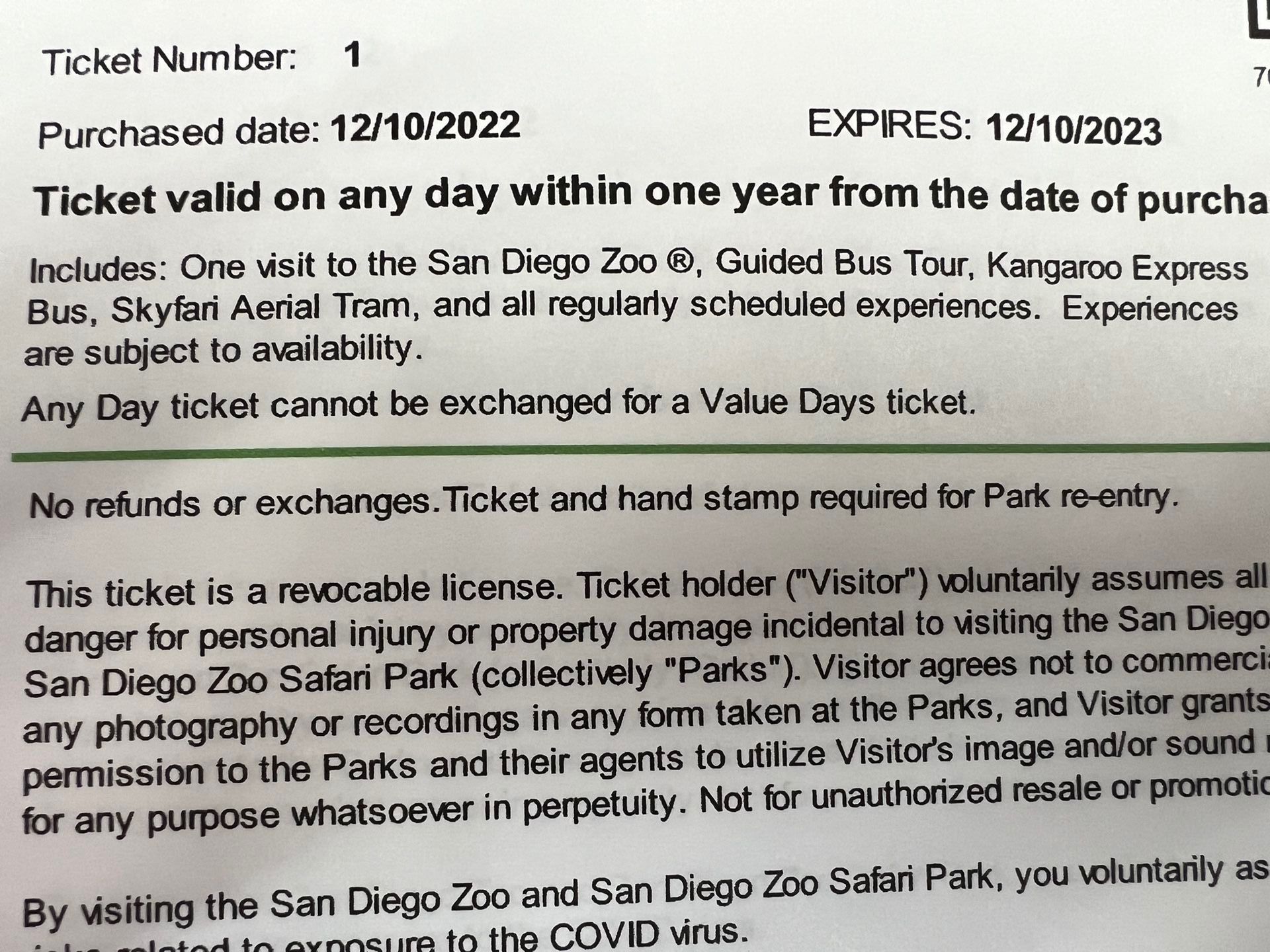 4 Any day 1 Day Pass To San Diego Zoo (4 Tickets)