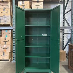 Green Metal Storage Cabinet,75" Steel Cabinets for Home Office, Kitchen Pantry Storage Cabinet with Doors and 5 Adjustable Shelves, Tool Cabinets, for